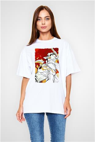 Bleach Baskılı Beyaz Unisex Oversize Tişört - Tshirt