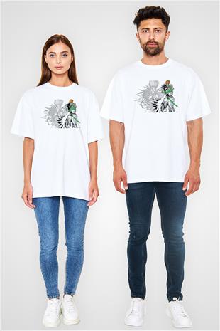 Bleach Baskılı Beyaz Unisex Oversize Tişört - Tshirt