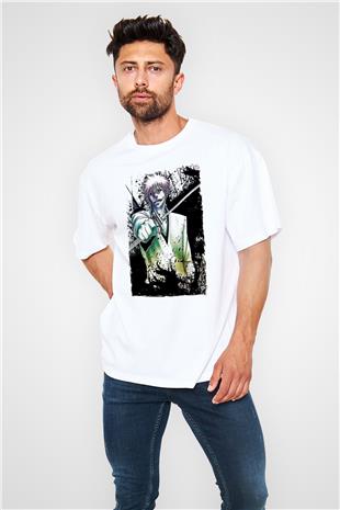 Bleach Baskılı Beyaz Unisex Oversize Tişört - Tshirt
