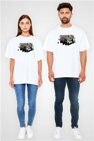 Bleach Baskılı Beyaz Unisex Oversize Tişört - Tshirt
