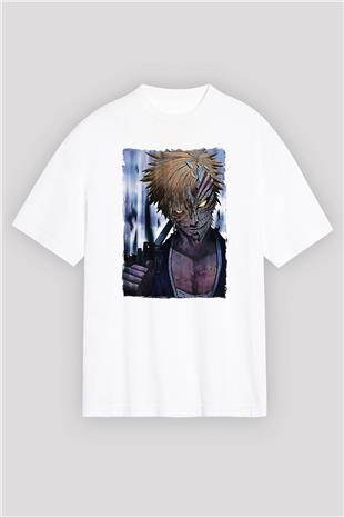Bleach Baskılı Beyaz Unisex Oversize Tişört - Tshirt