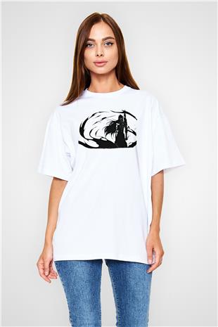 Bleach Baskılı Beyaz Unisex Oversize Tişört - Tshirt