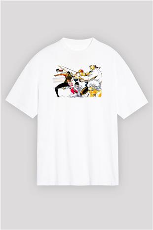 Bleach Baskılı Beyaz Unisex Oversize Tişört - Tshirt