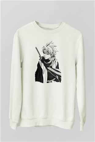 Bleach Baskılı Beyaz Unisex Sweatshirt
