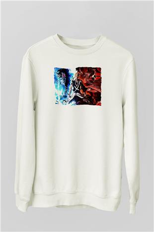Bleach Baskılı Beyaz Unisex Sweatshirt