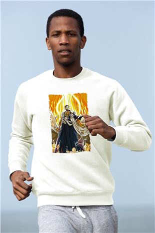 Bleach Baskılı Beyaz Unisex Sweatshirt