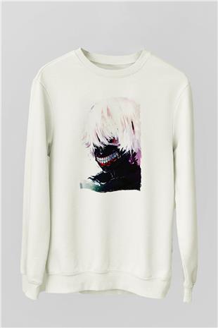 Bleach Baskılı Beyaz Unisex Sweatshirt