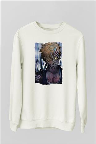 Bleach Baskılı Beyaz Unisex Sweatshirt