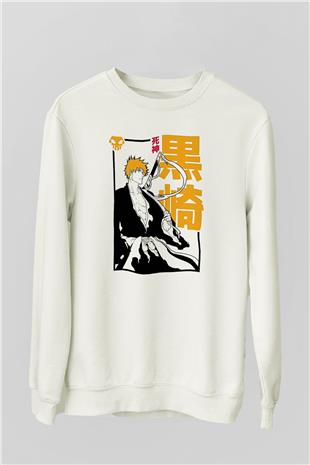 Bleach Baskılı Beyaz Unisex Sweatshirt