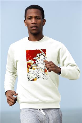 Bleach Baskılı Beyaz Unisex Sweatshirt
