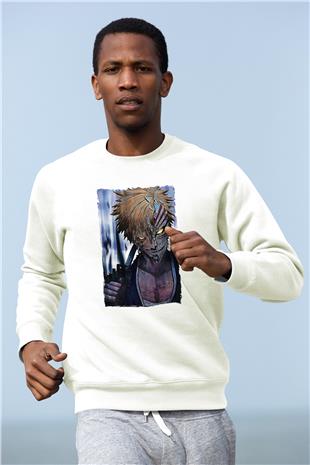 Bleach Baskılı Beyaz Unisex Sweatshirt