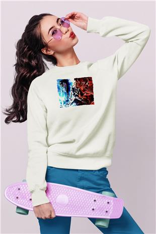 Bleach Baskılı Beyaz Unisex Sweatshirt