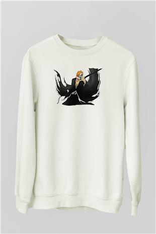 Bleach Baskılı Beyaz Unisex Sweatshirt