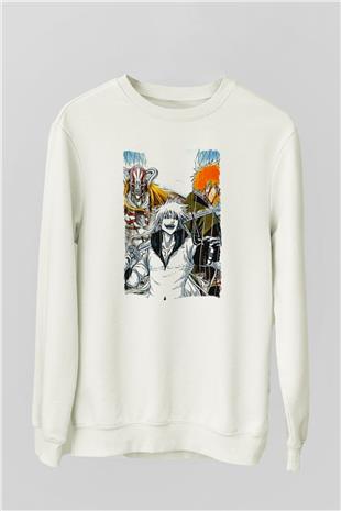 Bleach Baskılı Beyaz Unisex Sweatshirt