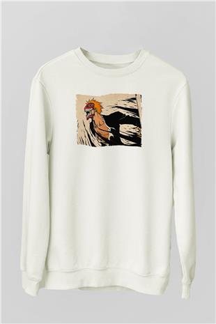 Bleach Baskılı Beyaz Unisex Sweatshirt