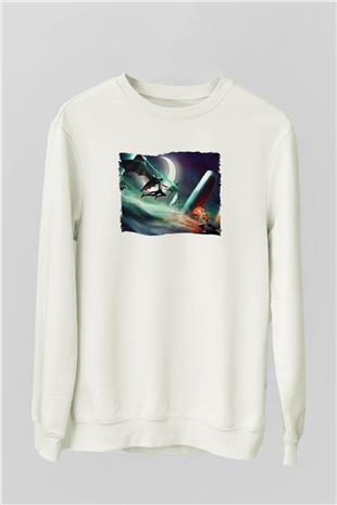 Bleach Baskılı Beyaz Unisex Sweatshirt