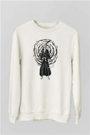 Bleach Baskılı Beyaz Unisex Sweatshirt