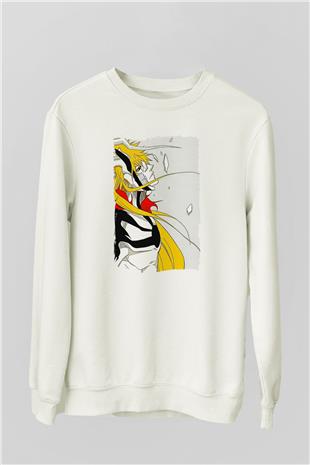 Bleach Baskılı Beyaz Unisex Sweatshirt