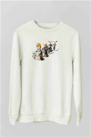 Bleach Baskılı Beyaz Unisex Sweatshirt