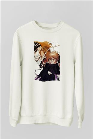 Bleach Baskılı Beyaz Unisex Sweatshirt