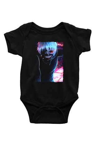 Bleach Baskılı Unisex Siyah Bebek Body - Zıbın