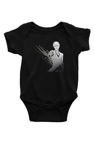 Bleach Baskılı Unisex Siyah Bebek Body - Zıbın