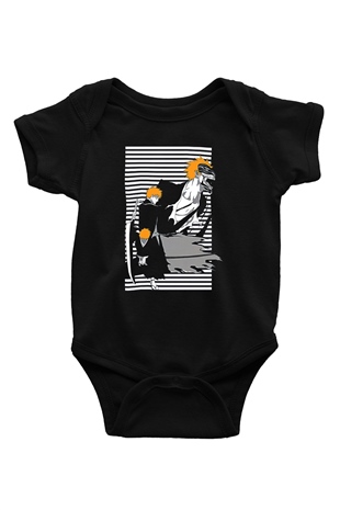 Bleach Baskılı Unisex Siyah Bebek Body - Zıbın