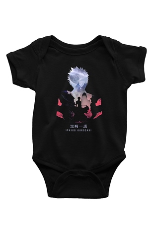 Bleach Baskılı Unisex Siyah Bebek Body - Zıbın