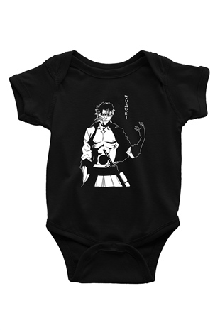 Bleach Baskılı Unisex Siyah Bebek Body - Zıbın
