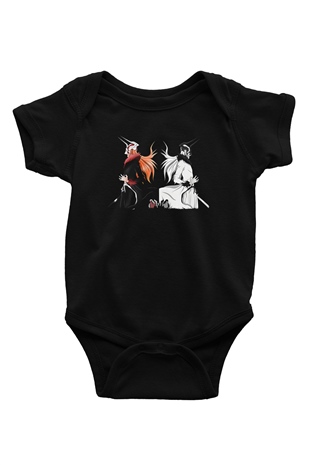Bleach Baskılı Unisex Siyah Bebek Body - Zıbın