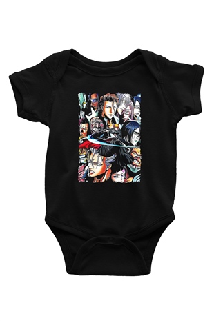 Bleach Baskılı Unisex Siyah Bebek Body - Zıbın