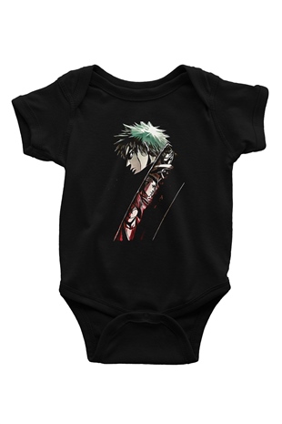 Bleach Baskılı Unisex Siyah Bebek Body - Zıbın