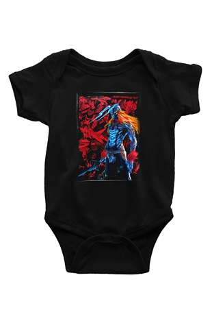 Bleach Baskılı Unisex Siyah Bebek Body - Zıbın