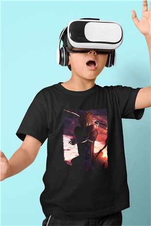 Bleach Baskılı Unisex Siyah Çocuk Tişört - Tshirt