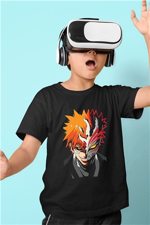 Bleach Baskılı Unisex Siyah Çocuk Tişört - Tshirt