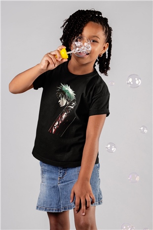 Bleach Baskılı Unisex Siyah Çocuk Tişört - Tshirt