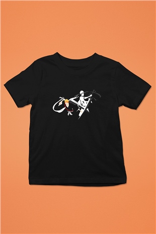 Bleach Baskılı Unisex Siyah Çocuk Tişört - Tshirt