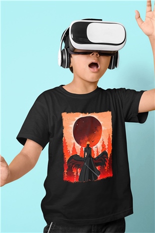 Bleach Baskılı Unisex Siyah Çocuk Tişört - Tshirt