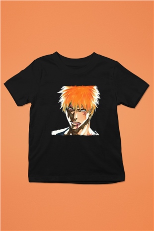 Bleach Baskılı Unisex Siyah Çocuk Tişört - Tshirt