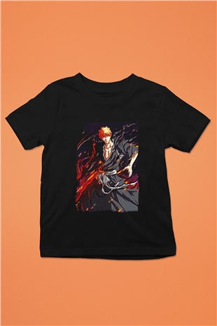 Bleach Baskılı Unisex Siyah Çocuk Tişört - Tshirt