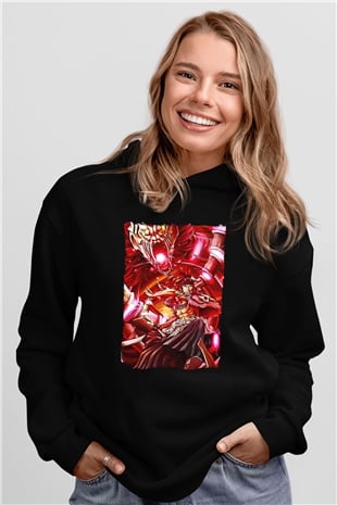 Bleach Baskılı Unisex Siyah Hoodie