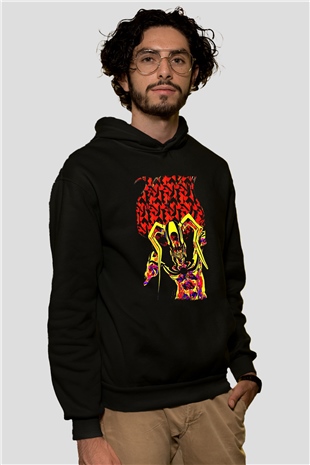 Bleach Baskılı Unisex Siyah Hoodie