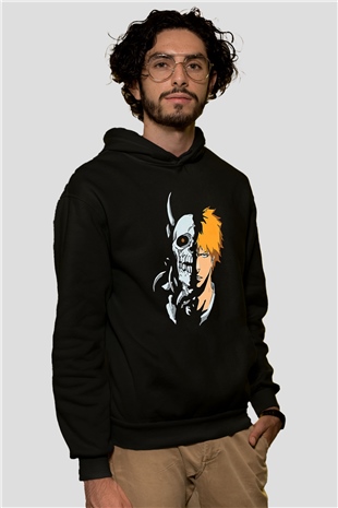 Bleach Baskılı Unisex Siyah Hoodie