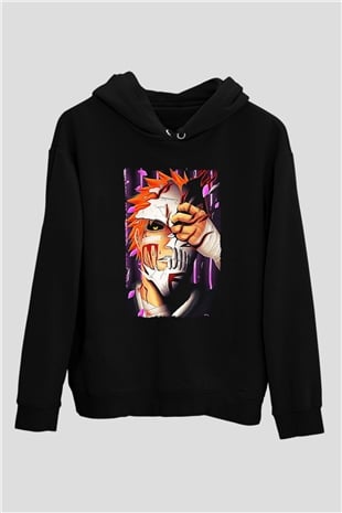 Bleach Baskılı Unisex Siyah Hoodie