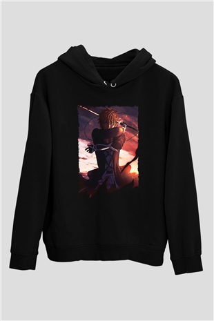 Bleach Baskılı Unisex Siyah Hoodie