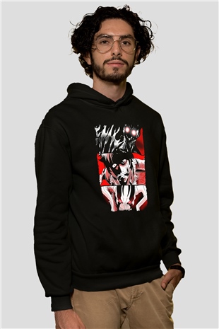 Bleach Baskılı Unisex Siyah Hoodie