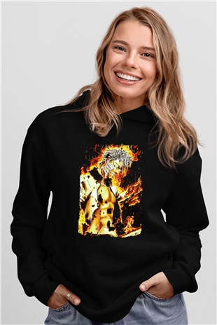 Bleach Baskılı Unisex Siyah Hoodie