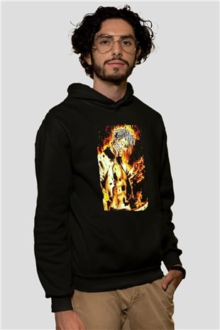 Bleach Baskılı Unisex Siyah Hoodie