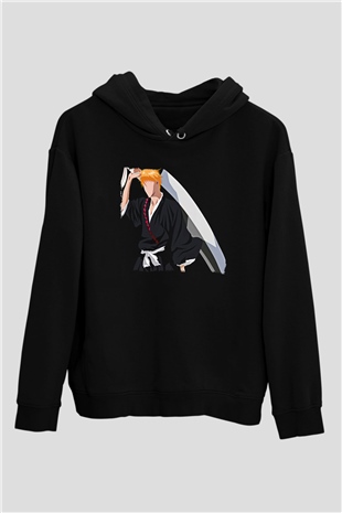 Bleach Baskılı Unisex Siyah Hoodie