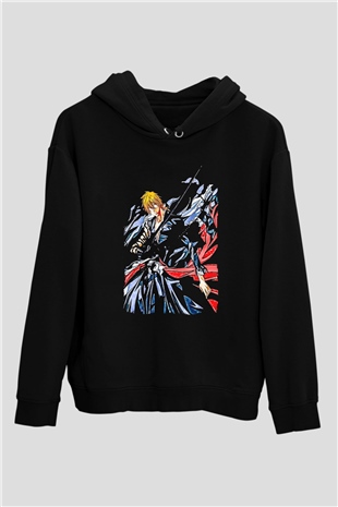 Bleach Baskılı Unisex Siyah Hoodie